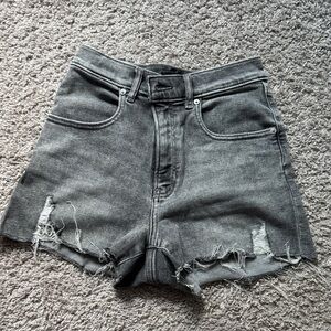 Express High Waist Gray Denim Shorts